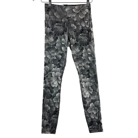 Athleta Pant  “Elation” Textured Tight Chakra Floral Black/ Seasalt #985195 XS - Picture 1 of 9